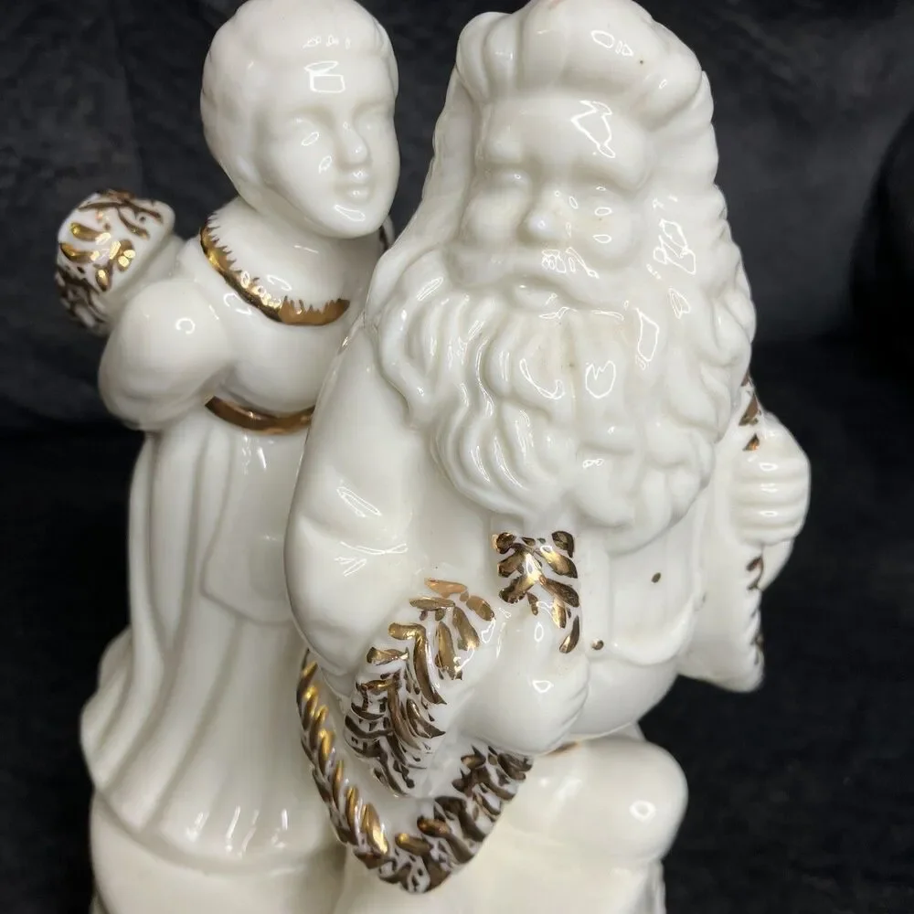 Vintage Christmas Santa Claus Mrs Claus Ceramic Figurine 9